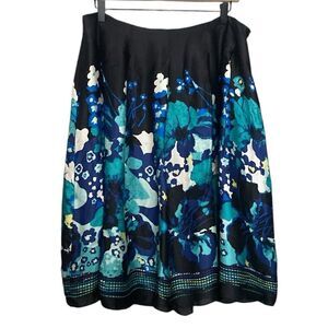 ALFANI SHORT PLEATED silk SKIRT WOMENS floral blue black white